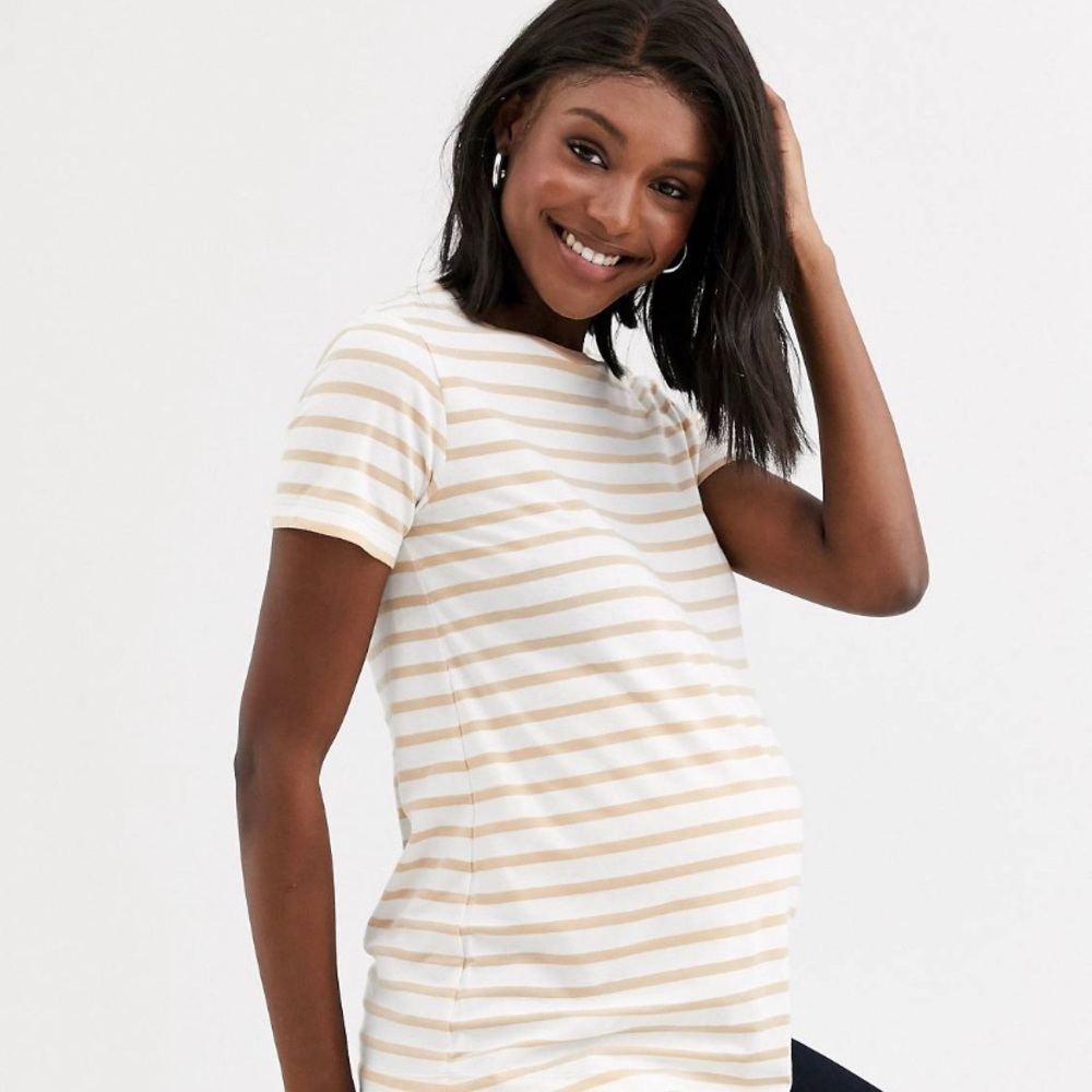Maternity Striped orange and white  T-shirt ASOS